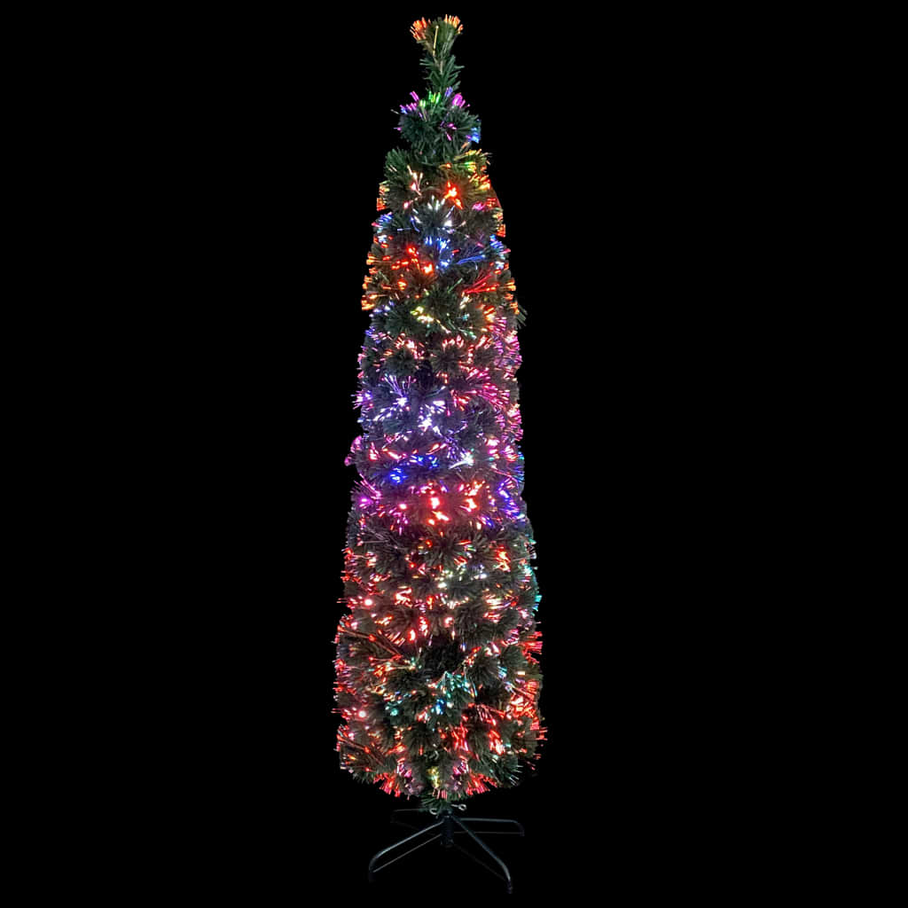 Árvore de natal artificial fina c/ suporte 240 cm fibra ótica