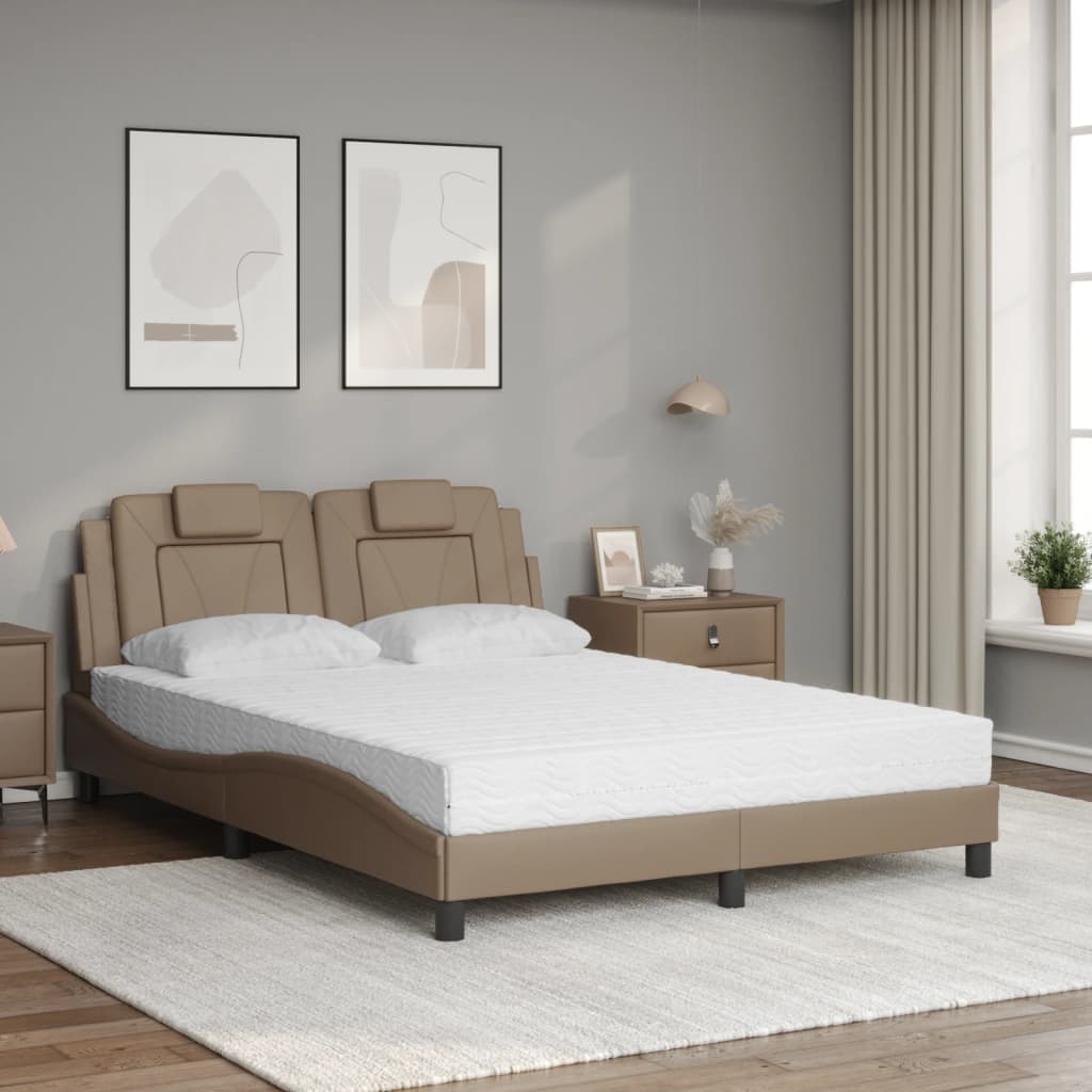 Cama viana com colchão 120x200 cm couro artificial cappuccino