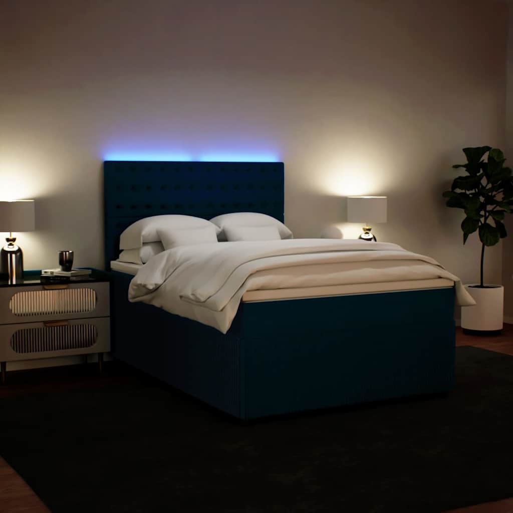 Cama com molas/colchão 140x200 cm veludo azul