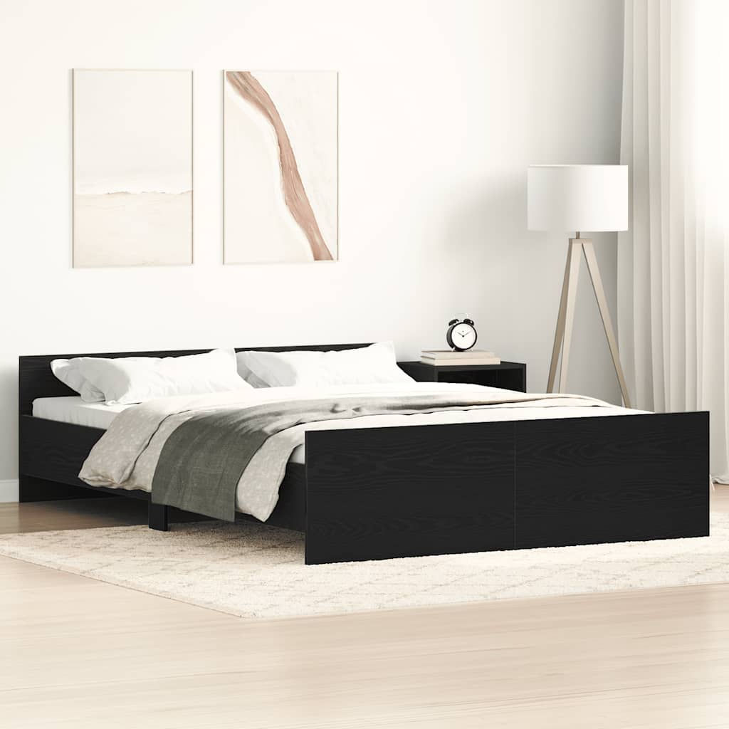 Estrutura de cama sem colchão, carvalho preto, 120x190 cm, madeira engenheirada