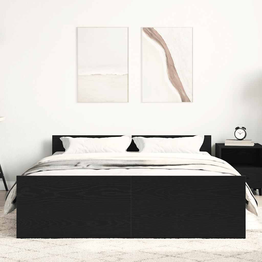 Estrutura de cama sem colchão, carvalho preto, 120x190 cm, madeira engenheirada