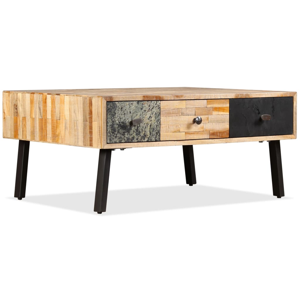 Mesa de centro teca maciça reciclada 90x65x40 cm