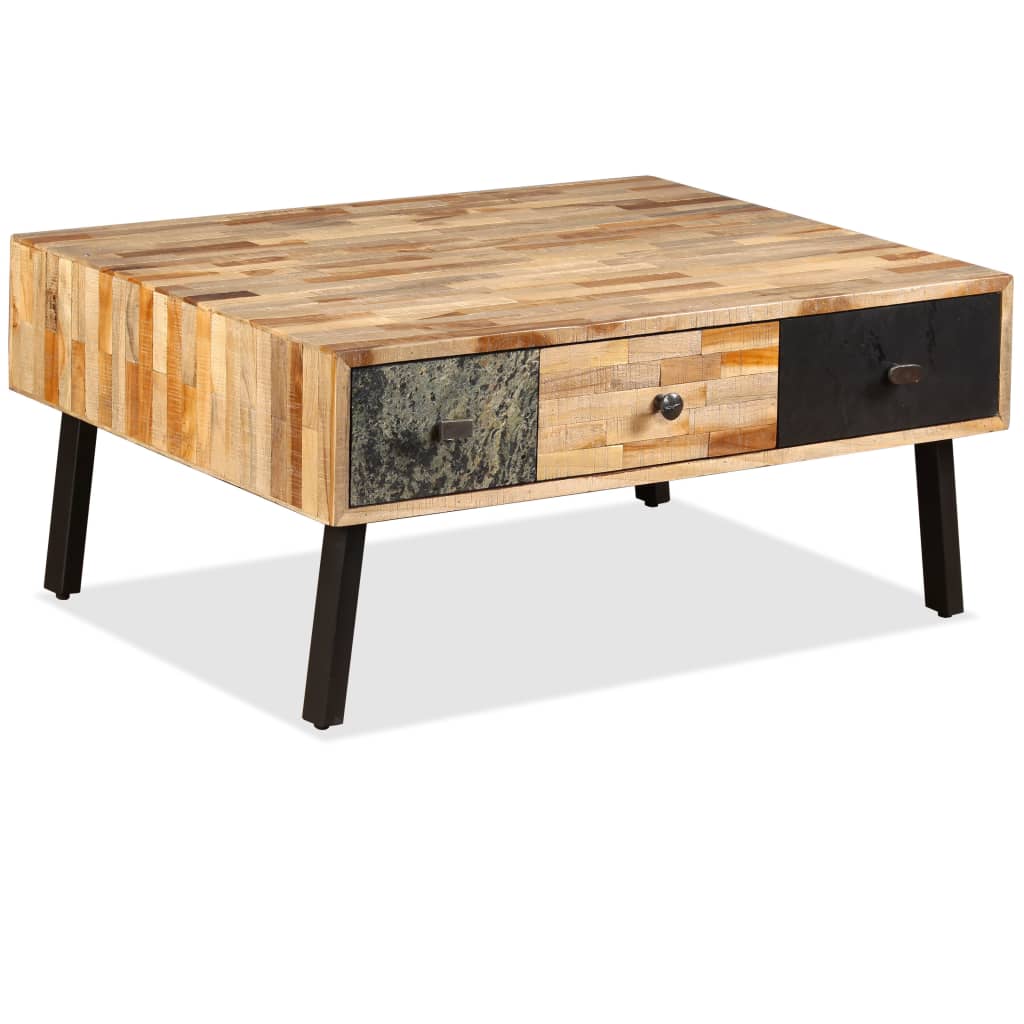 Mesa de centro teca maciça reciclada 90x65x40 cm