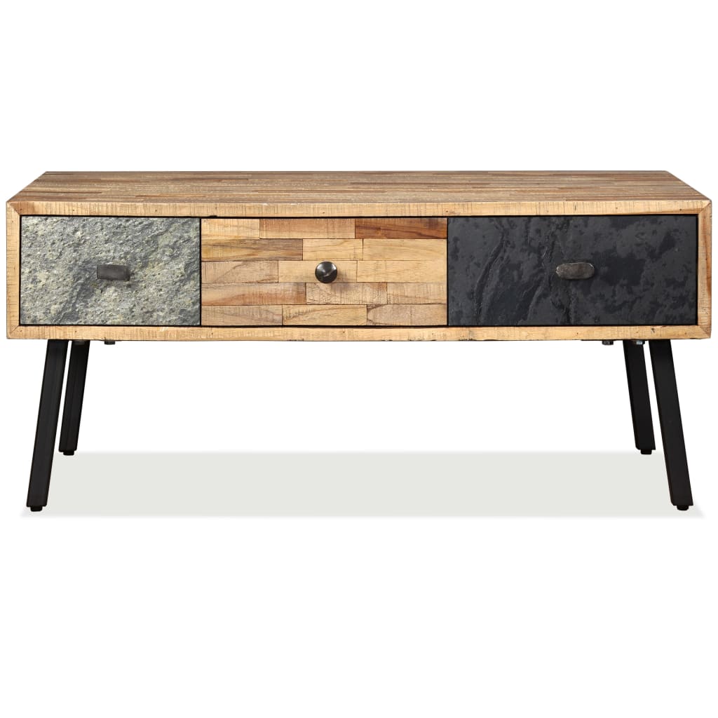 Mesa de centro teca maciça reciclada 90x65x40 cm