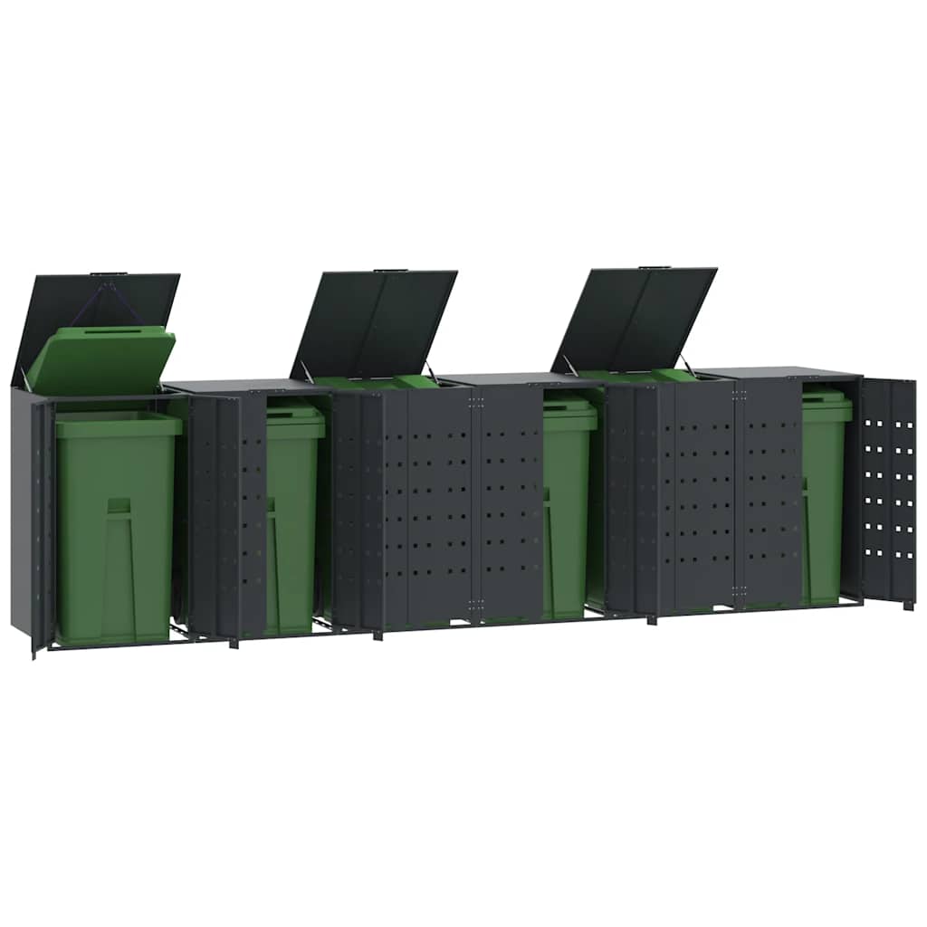 Abrigo para 6 caixotes do lixo 414x79x117 cm aço antracite