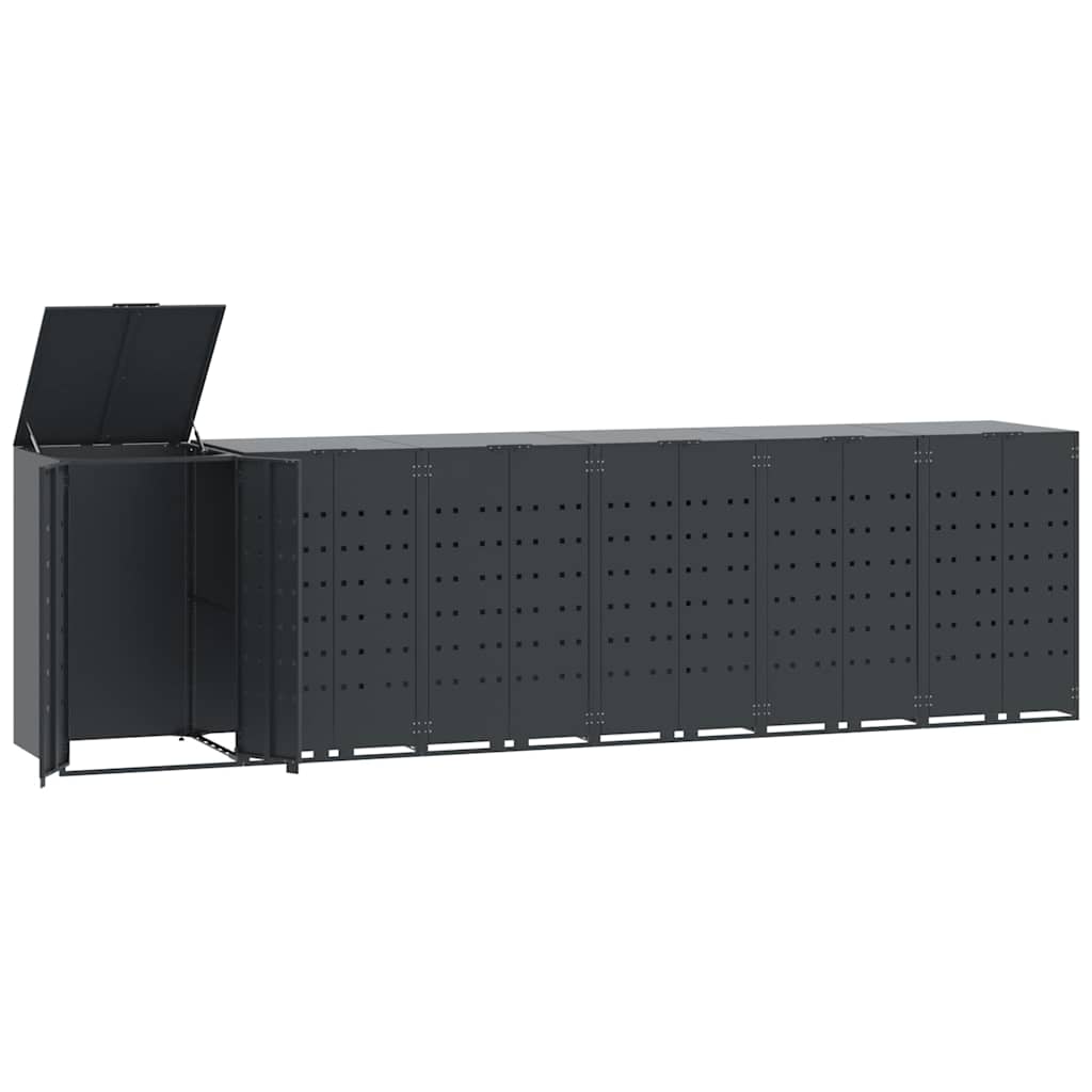 Abrigo para 6 caixotes do lixo 414x79x117 cm aço antracite