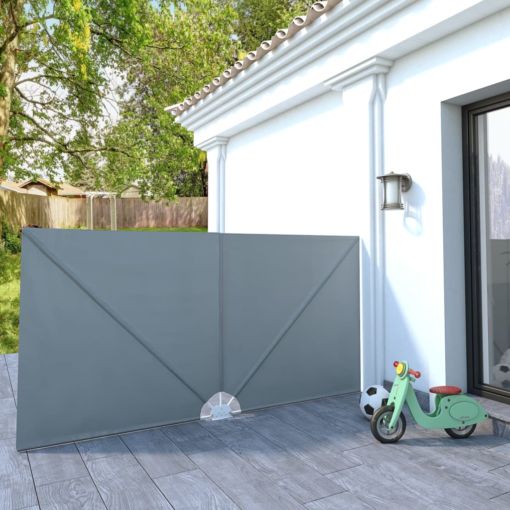 Toldo lateral dobrável para terraço 300x150 cm cinzento