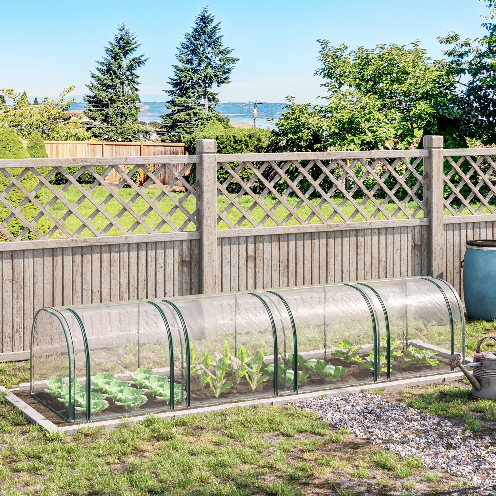 Estufa para jardim estufa pequena para cultivo de plantas com 4 janelas 395x100x80 cm transparente e verde