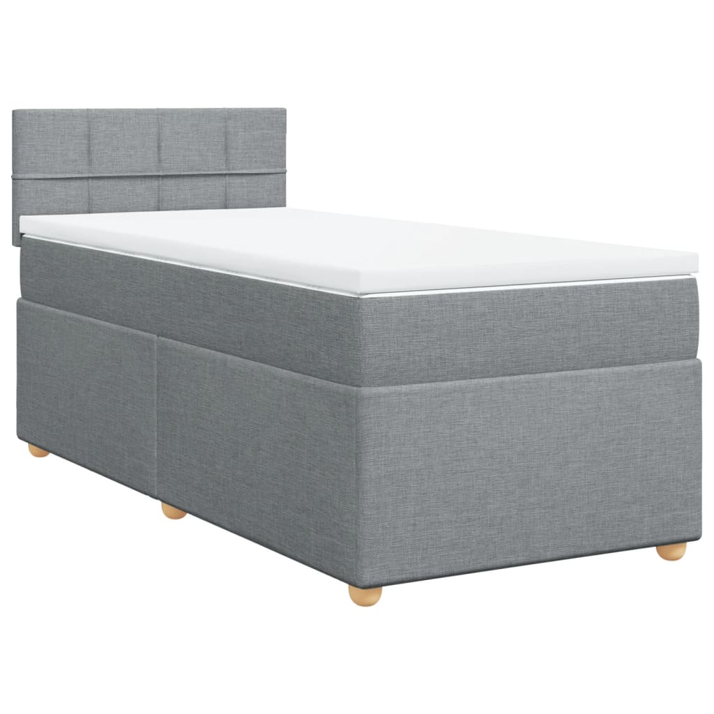 Cama com molas/colchão 90x200 cm tecido cinza-claro