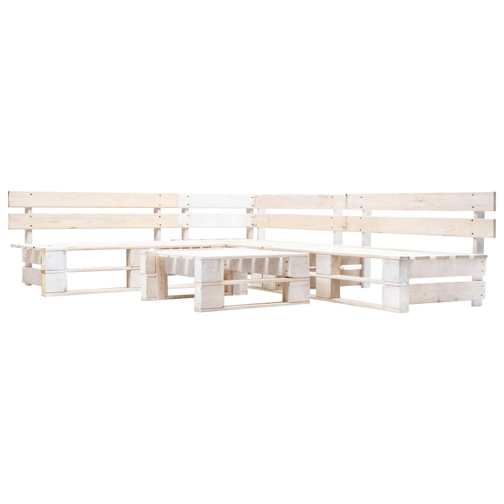 Sofás de paletes para jardim 4 pcs madeira branco