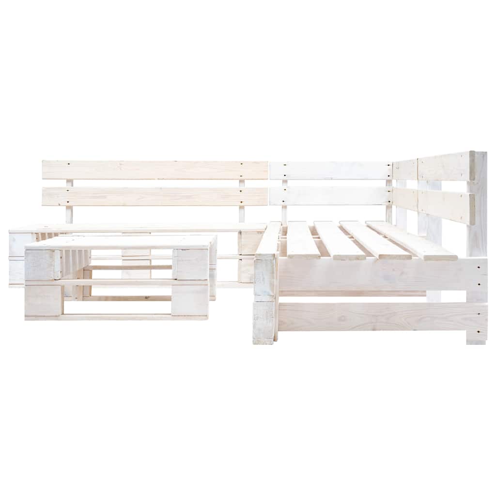 Sofás de paletes para jardim 4 pcs madeira branco