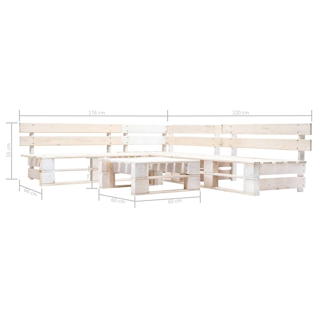 Sofás de paletes para jardim 4 pcs madeira branco