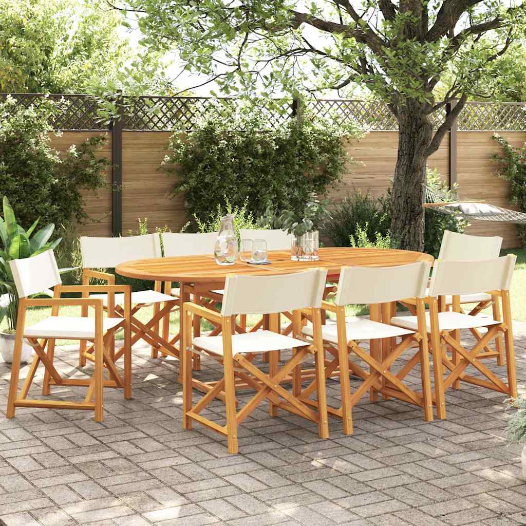 8 Pcs cadeiras de jardim dobráveis tecido branco nata