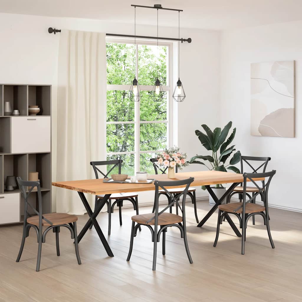 Pés para mesa de jantar em formato de x, 2 peças, preto, 90x (72-73) cm, aço