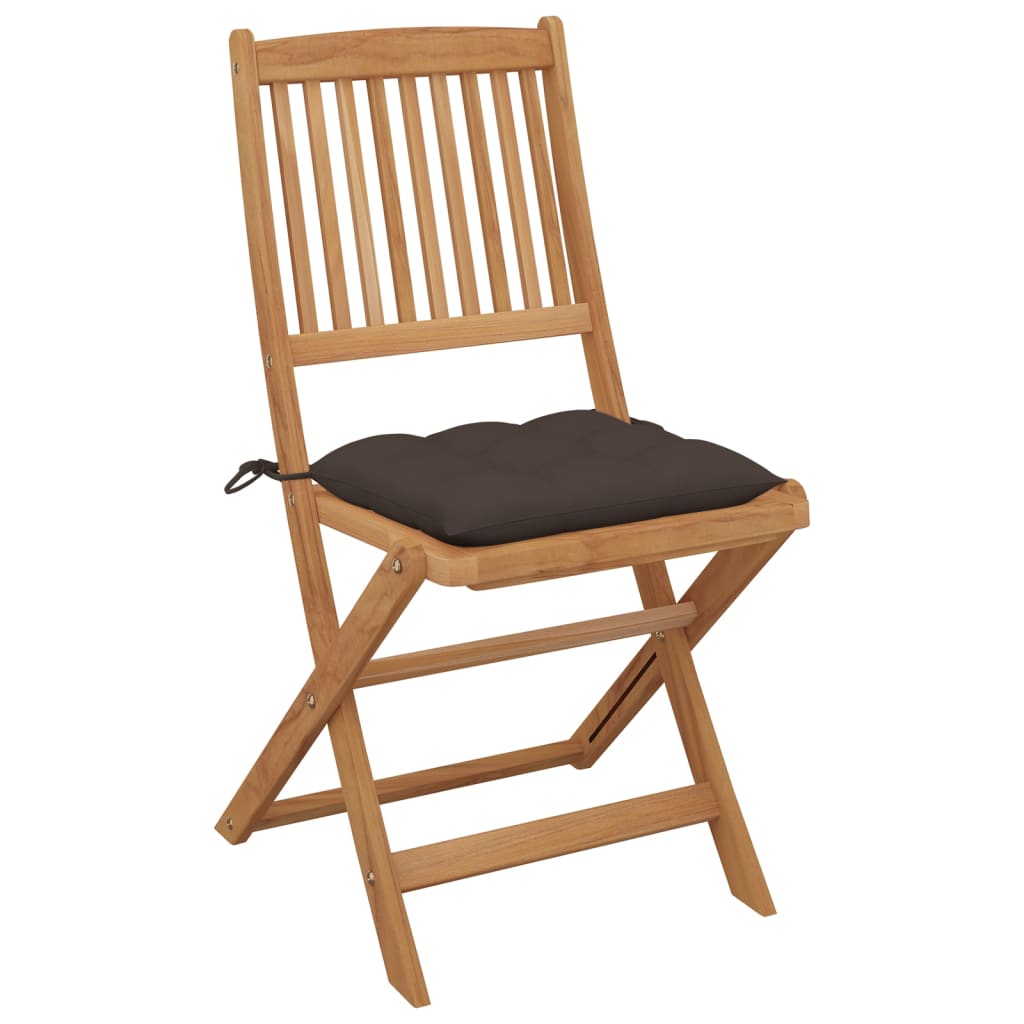 Cadeiras de jardim dobráveis 8 pcs c/ almofadões acácia maciça