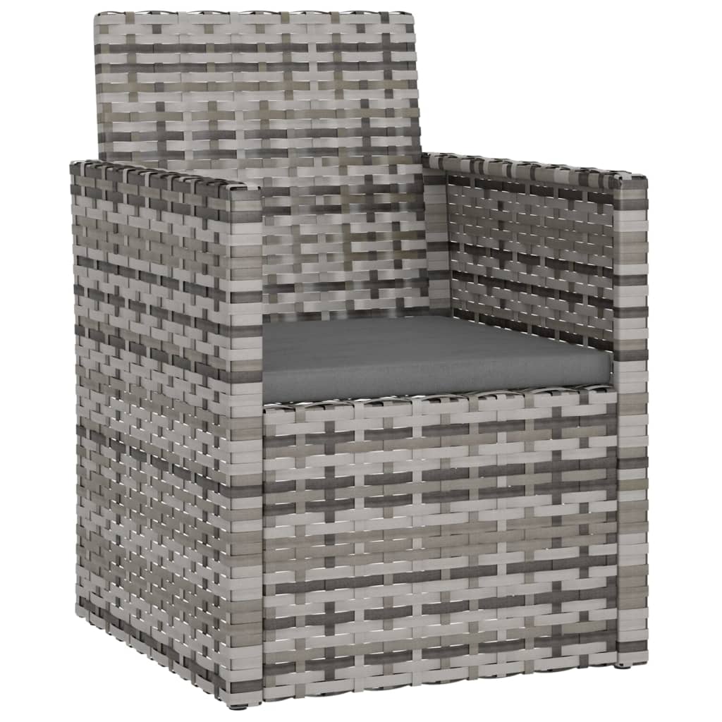 4 Pcs conjunto lounge exterior c/ almofadões vime PE cinzento