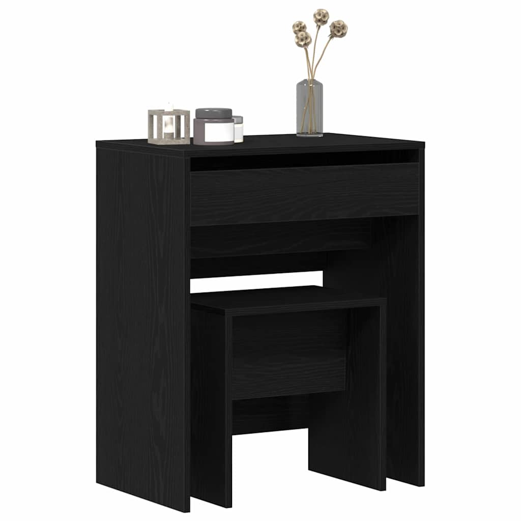 Mesa de maquiagem 2 unid. carvalho preto 60 x 40 x 75 cm