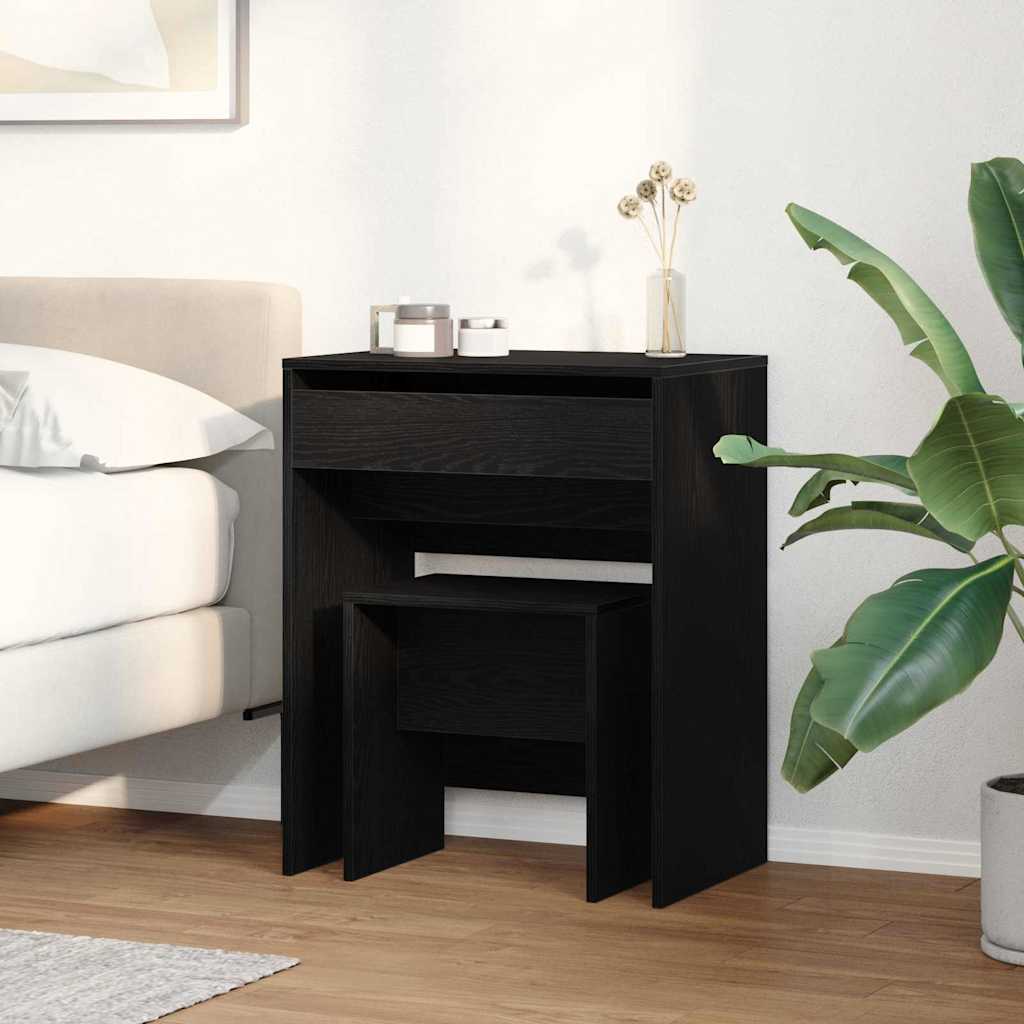 Mesa de maquiagem 2 unid. carvalho preto 60 x 40 x 75 cm