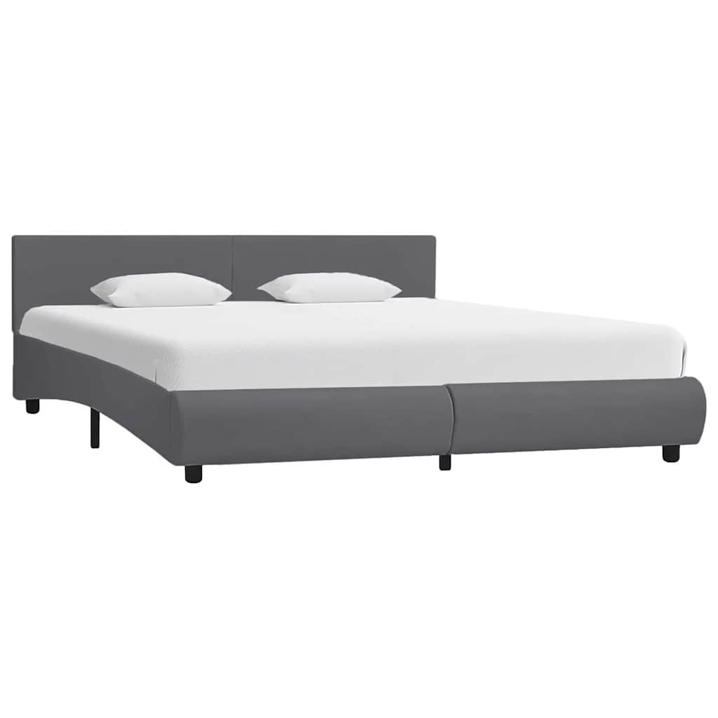 Estrutura de cama c/ LED 180x200 cm couro artificial cinzento