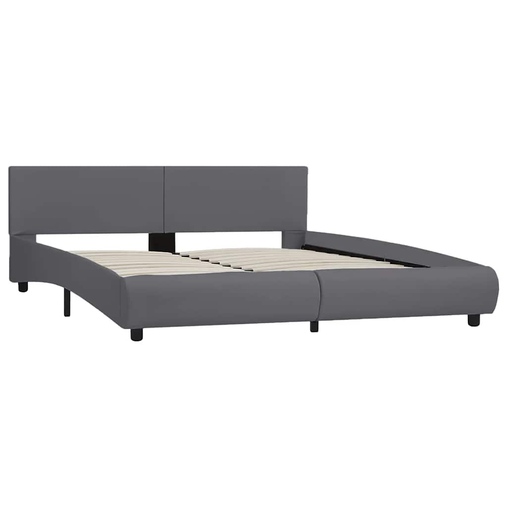 Estrutura de cama c/ LED 180x200 cm couro artificial cinzento