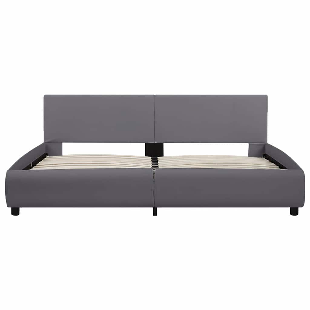 Estrutura de cama c/ LED 180x200 cm couro artificial cinzento