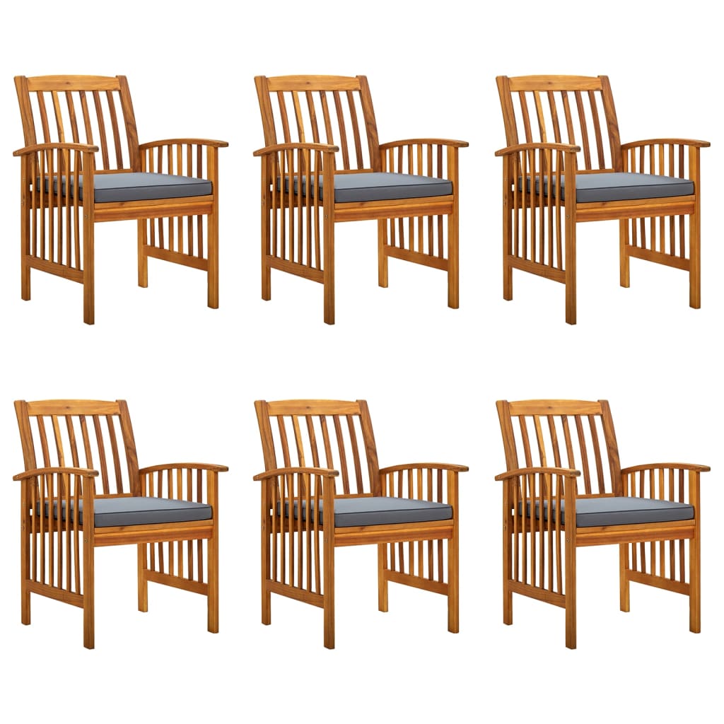 Cadeiras de jantar p/ jardim 6 pcs c/ almofadões acácia maciça