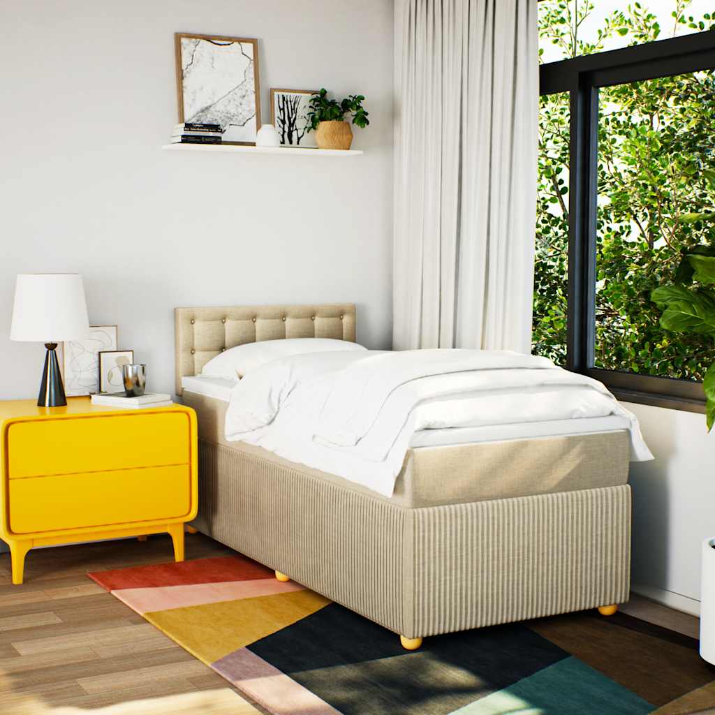 Cama com molas/colchão 90x200 cm tecido cor crème
