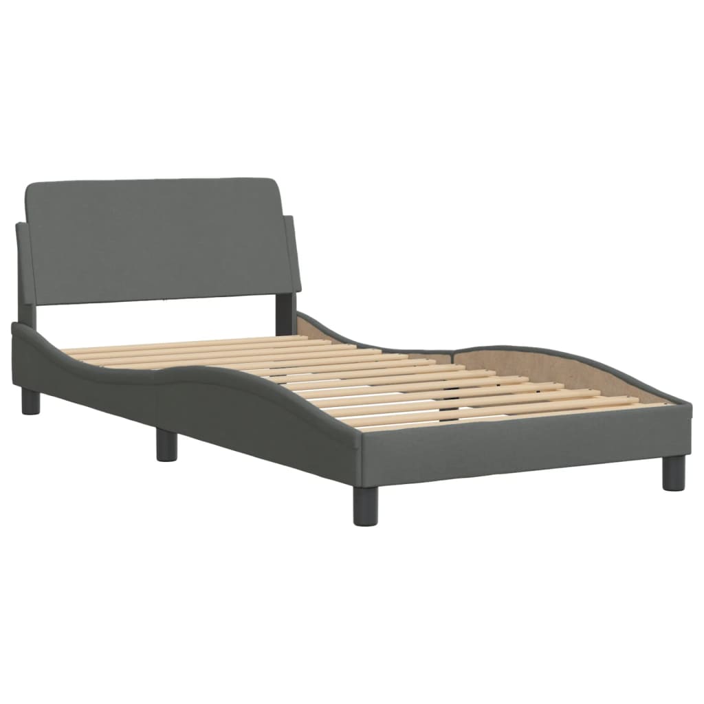 Cama com colchão hvar 100x200 cm tecido cinzento-escuro