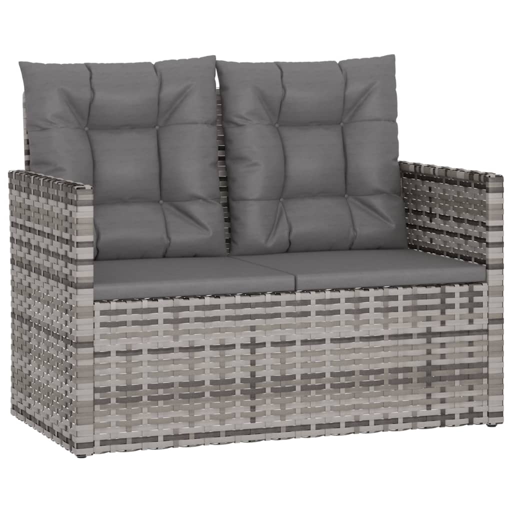 4 Pcs conjunto lounge exterior c/ almofadões vime PE cinzento
