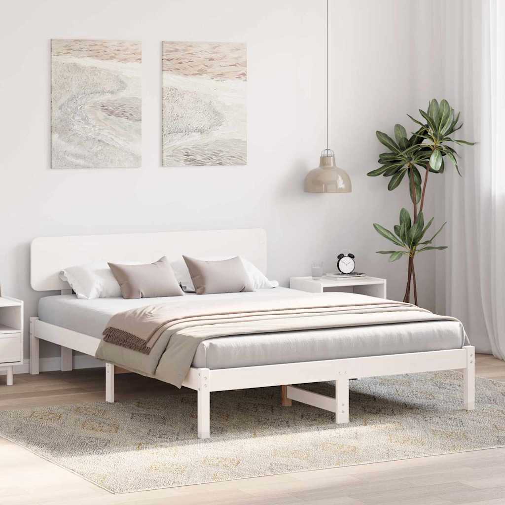 Estrutura da cama com cabeceira branco 160 x 200 cm