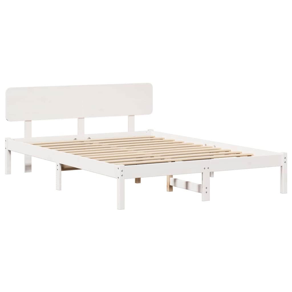 Estrutura da cama com cabeceira branco 160 x 200 cm