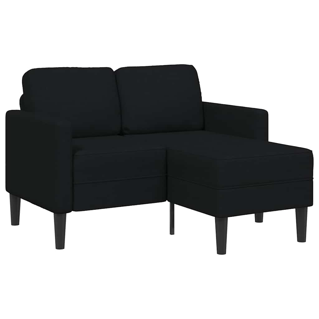 Sofá 2 lugares com chaise em l 125 cm tecido preto