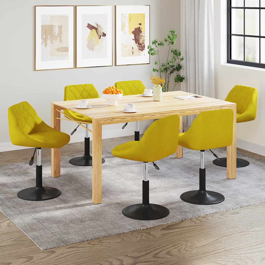 Cadeiras de jantar giratórias 6 pcs veludo amarelo mostarda