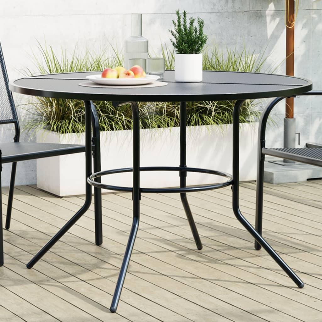 Mesa de pátio redonda ø110x72,5 cm aço revestido a pó antracite