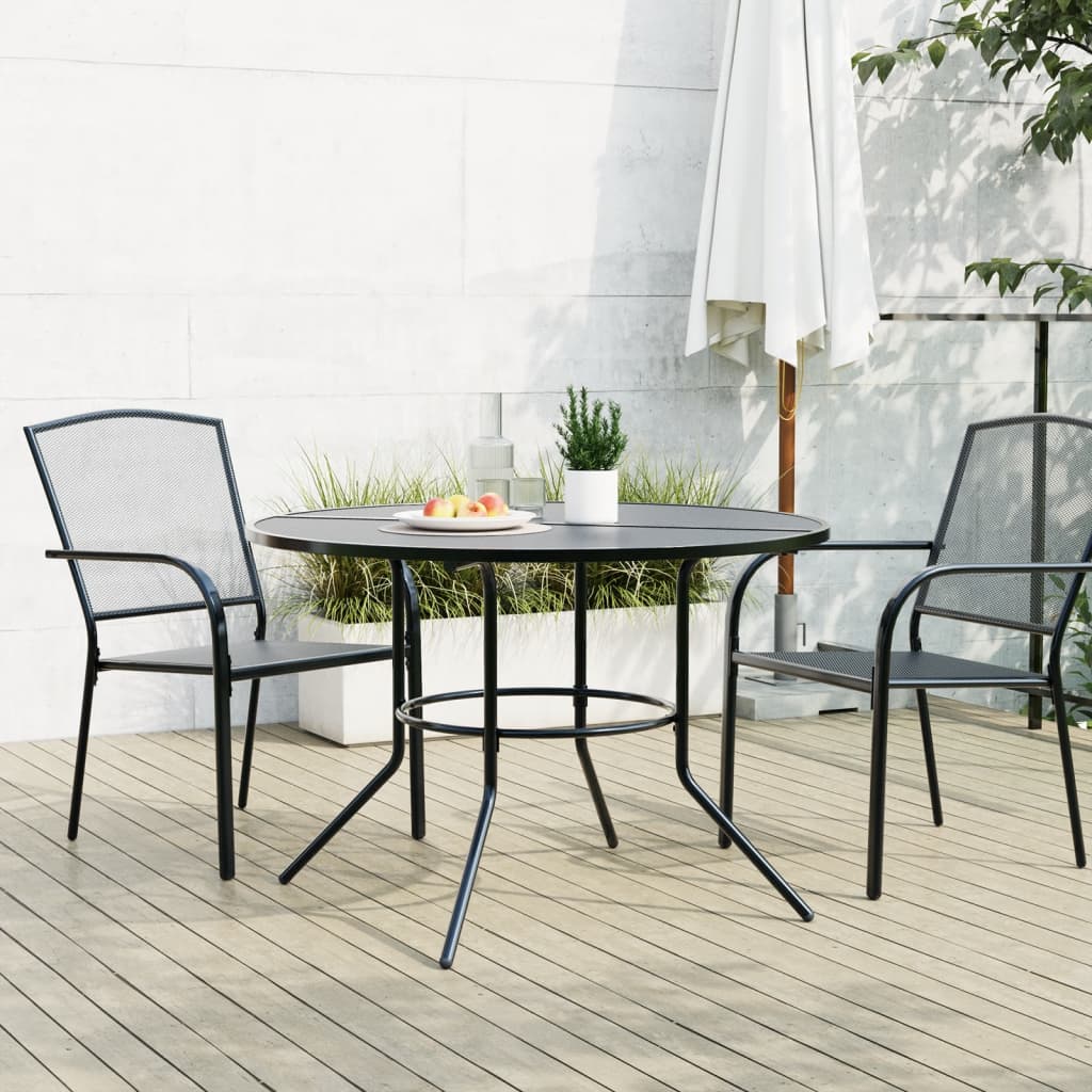 Mesa de pátio redonda ø110x72,5 cm aço revestido a pó antracite