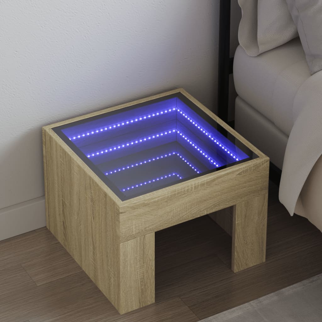 Mesa de cabeceira c/ LED infinity 40x40x30 cm carvalho sonoma