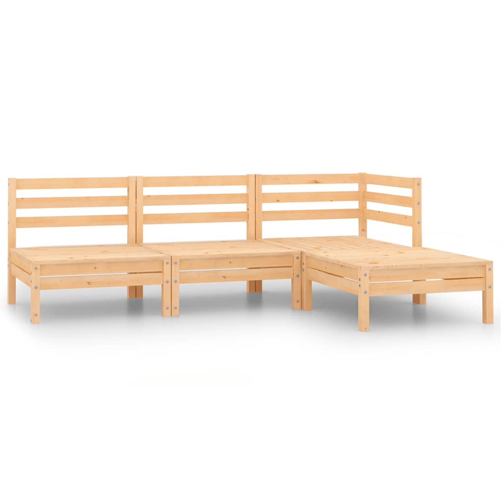 4 Pcs conjunto lounge de jardim madeira de pinho maciça