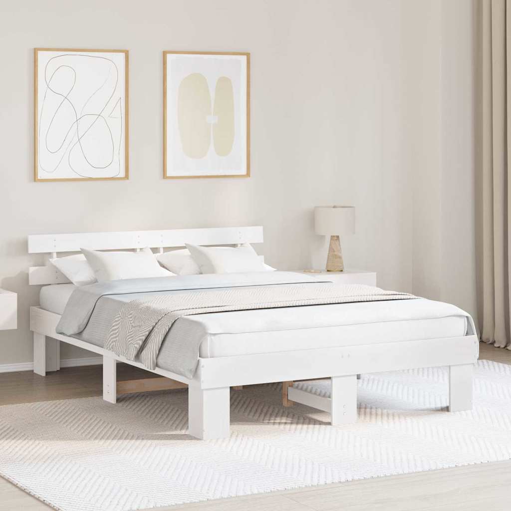 Estrutura da cama com cabeceira branco 160 x 200 cm