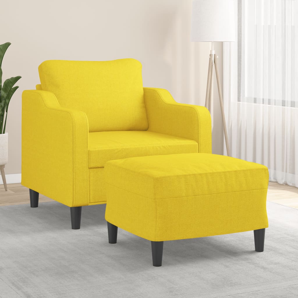 Poltrona com apoio de pés 60 cm tecido amarelo-claro