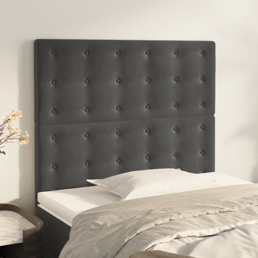 Cabeceira cinza escuro 80x5x118/128 cm veludo