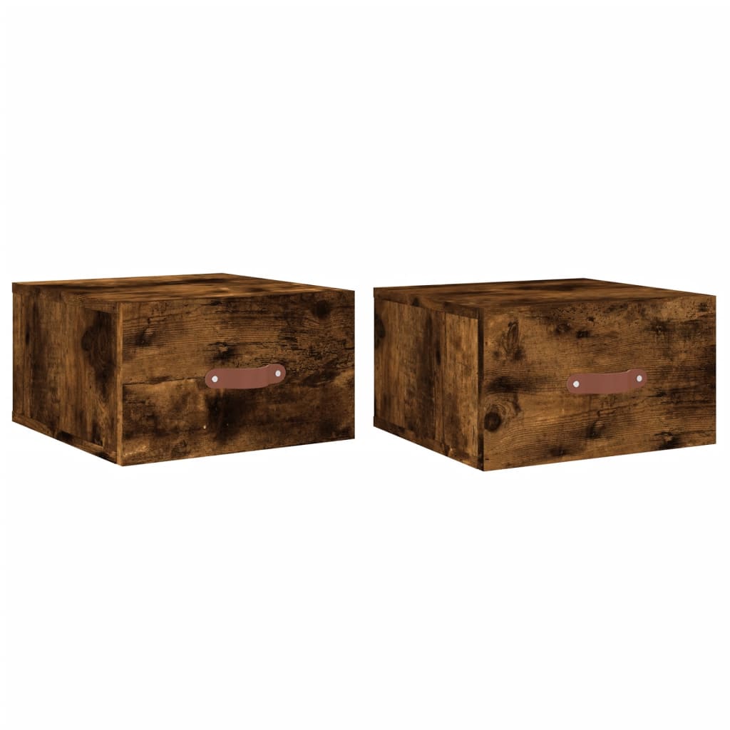 Mesas de cabeceira de parede 2 pcs 35x35x20 cm carvalho fumado