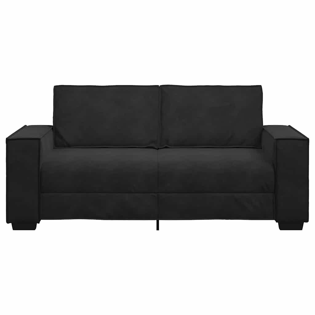 Sofá de 2 lugares, preto, 180x78x84 cm, veludo