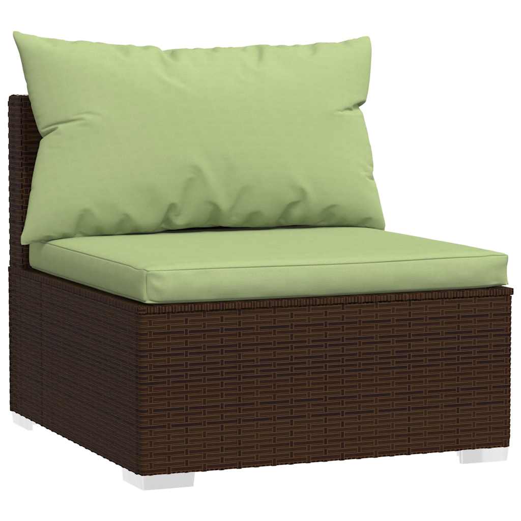 4 Pcs conjunto lounge jardim c/ almofadões vime PE castanho