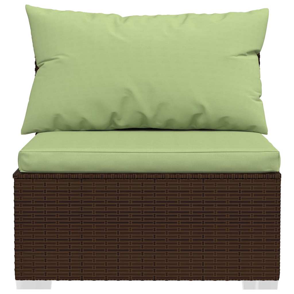 4 Pcs conjunto lounge jardim c/ almofadões vime PE castanho