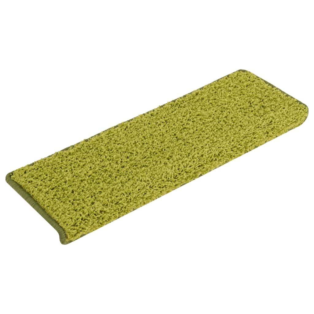 Tapetes de escada 30 peças 65x21x4 cm verde com borda retangular