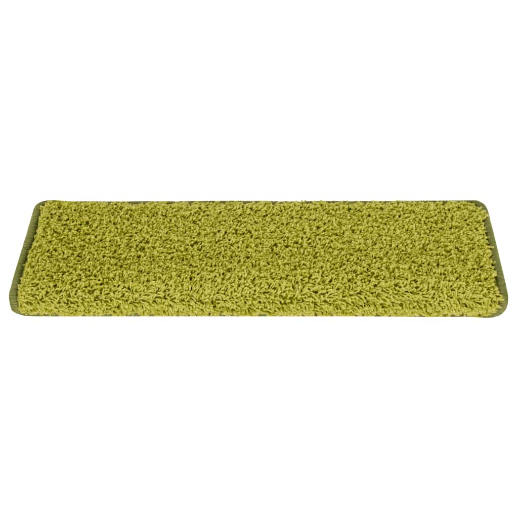 Tapetes de escada 30 peças 65x21x4 cm verde com borda retangular