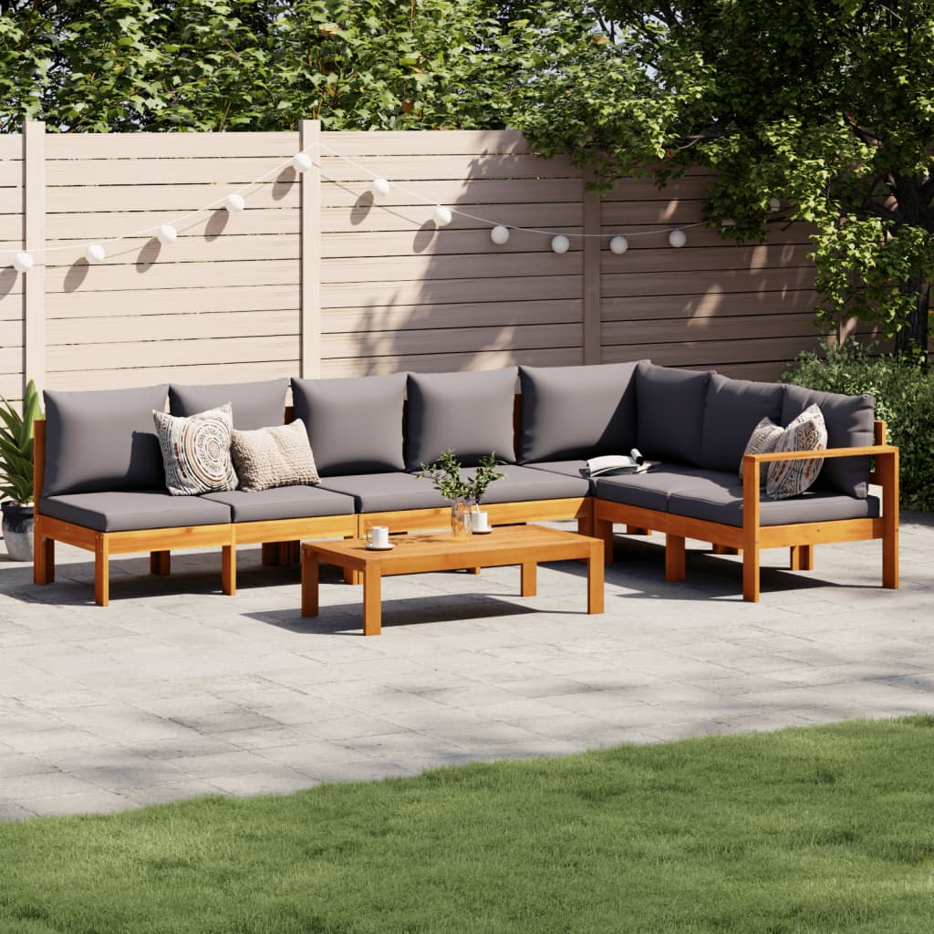 5 Pcs conjunto de sofás de jardim com almofadões acácia maciça