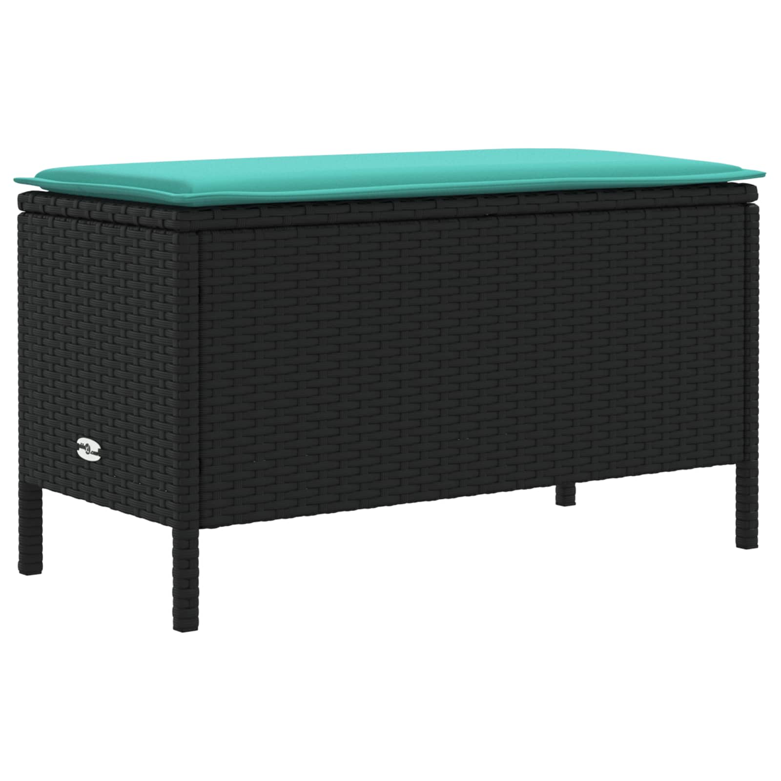 Pufe de jardim preto e turquesa 80 x 38 x 42 cm rattan de PE