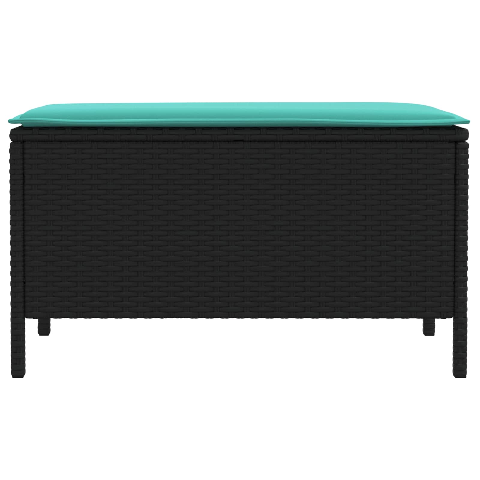 Pufe de jardim preto e turquesa 80 x 38 x 42 cm rattan de PE