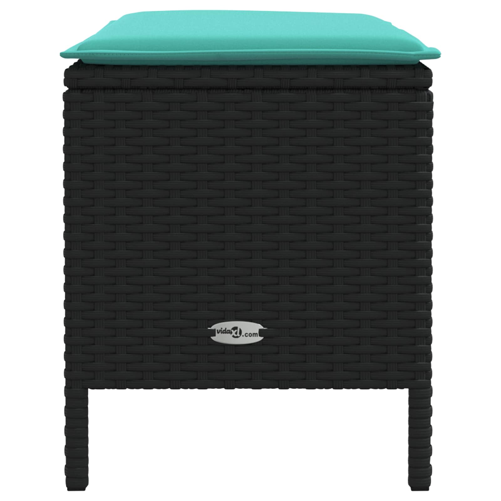 Pufe de jardim preto e turquesa 80 x 38 x 42 cm rattan de PE
